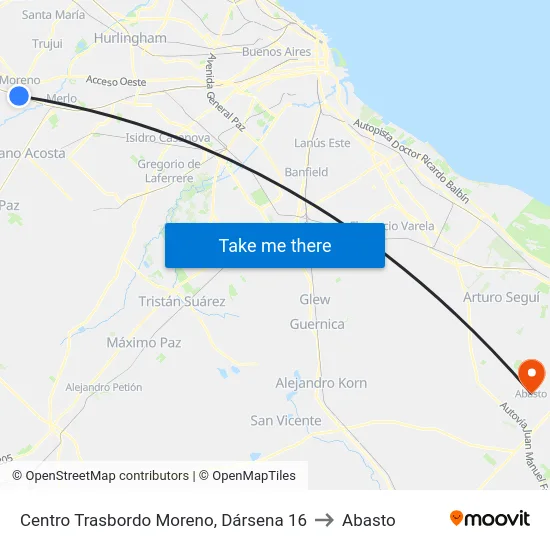Centro Trasbordo Moreno, Dársena 16 to Abasto map