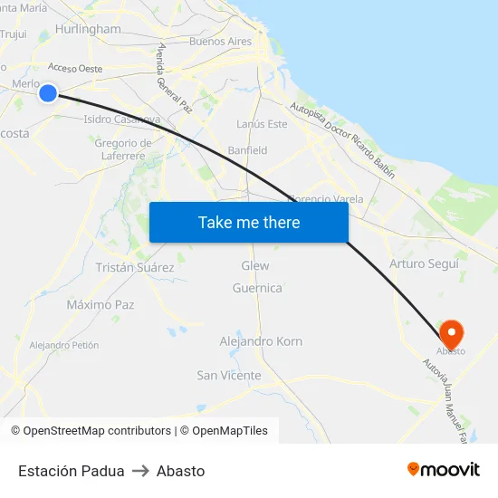 Estación Padua to Abasto map