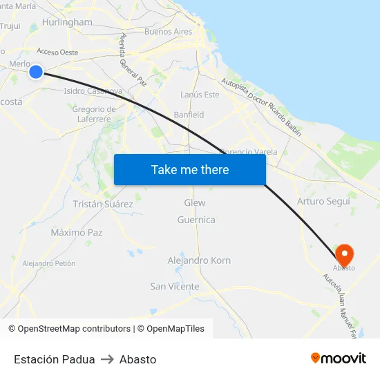 Estación Padua to Abasto map