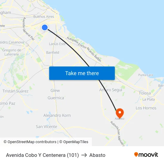 Avenida Cobo Y Centenera (101) to Abasto map