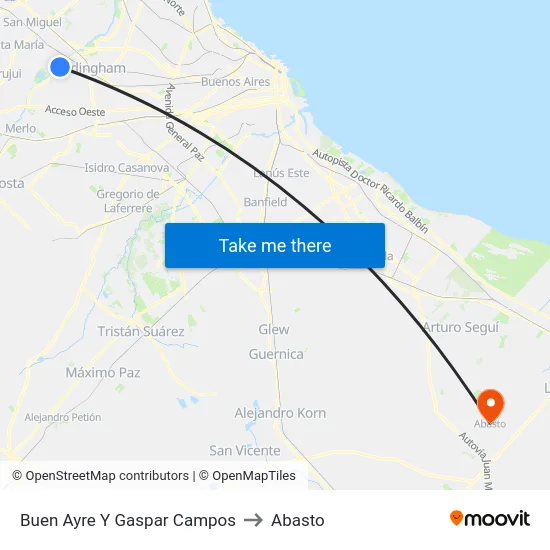 Buen Ayre Y Gaspar Campos to Abasto map