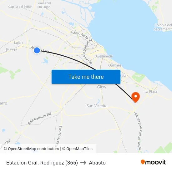 Estación Gral. Rodríguez (365) to Abasto map