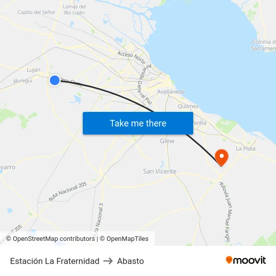 Estación La Fraternidad to Abasto map