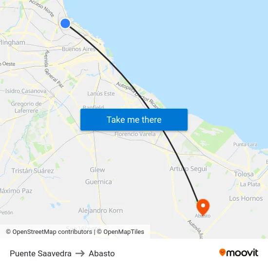 Puente Saavedra to Abasto map