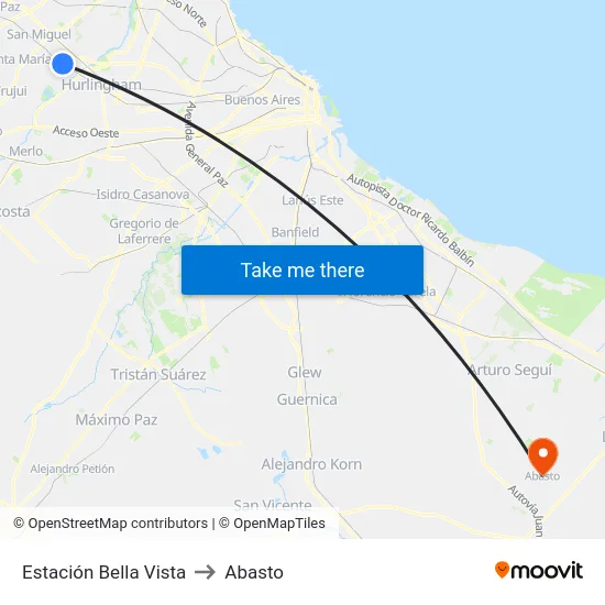 Estación Bella Vista to Abasto map