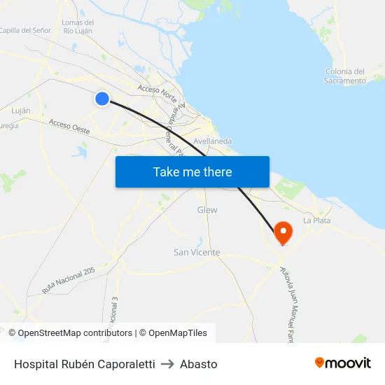 Hospital Rubén Caporaletti to Abasto map