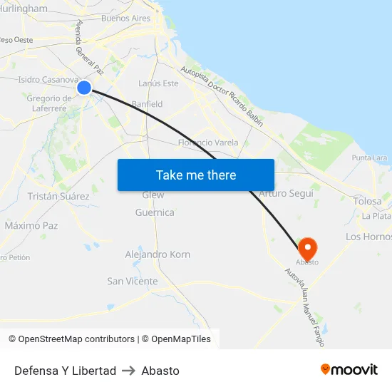 Defensa Y Libertad to Abasto map