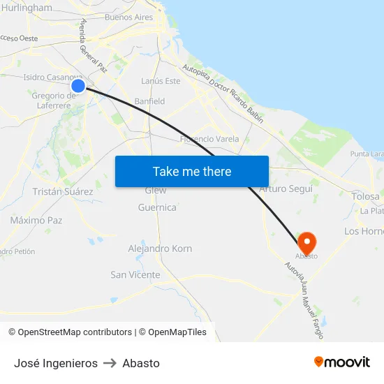 José Ingenieros to Abasto map
