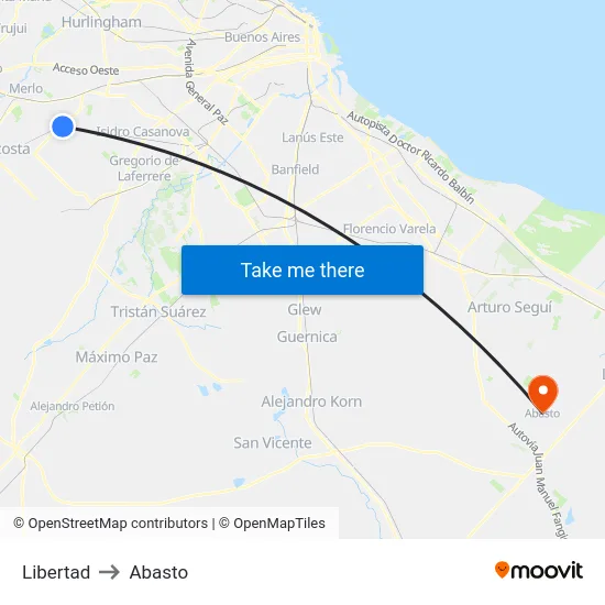 Libertad to Abasto map