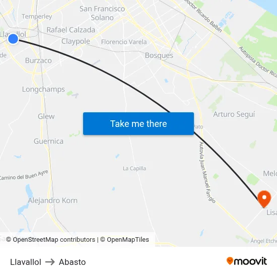 Llavallol to Abasto map