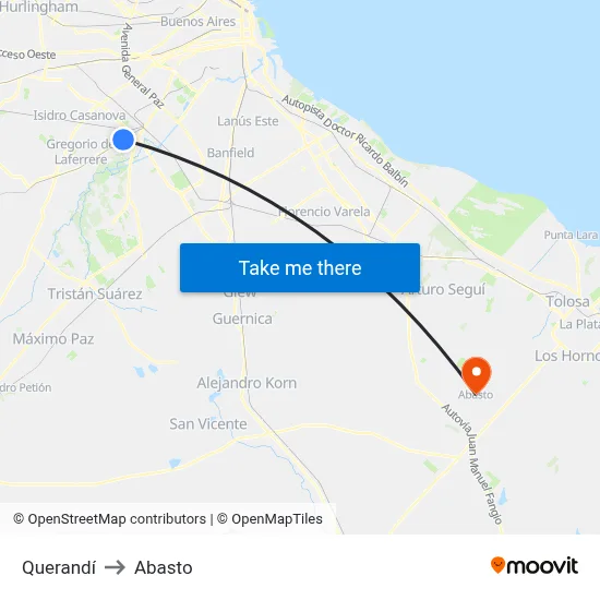 Querandí to Abasto map
