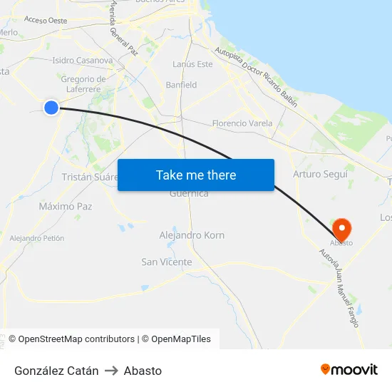 González Catán to Abasto map