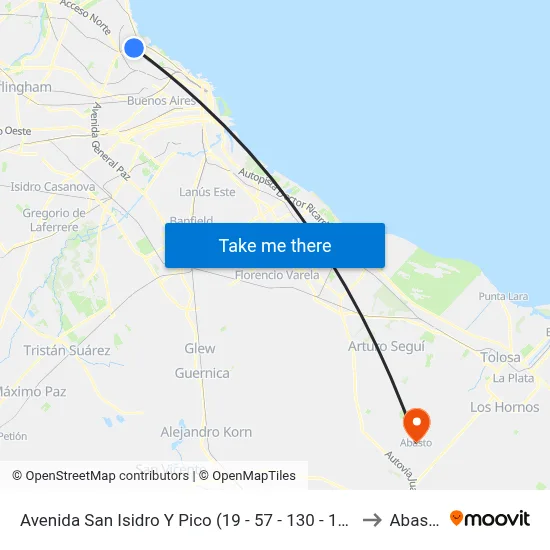 Avenida San Isidro Y Pico (19 - 57 - 130 - 194) to Abasto map