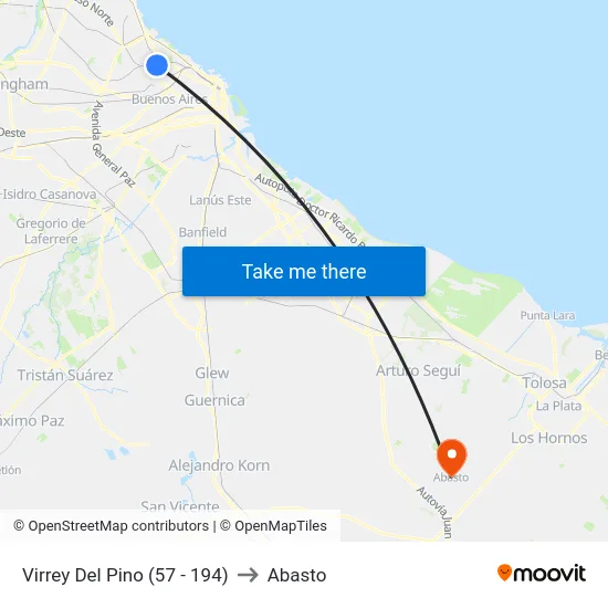 Virrey Del Pino (57 - 194) to Abasto map