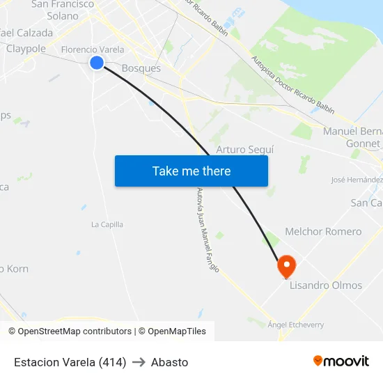Estacion Varela (414) to Abasto map