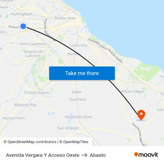 Avenida Vergara Y Acceso Oeste to Abasto map