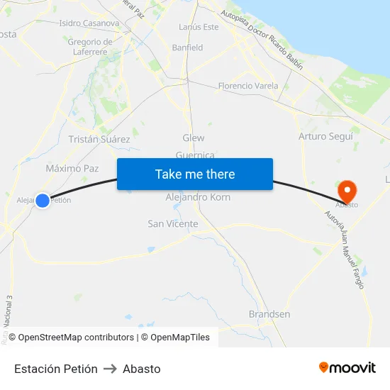 Estación Petión to Abasto map