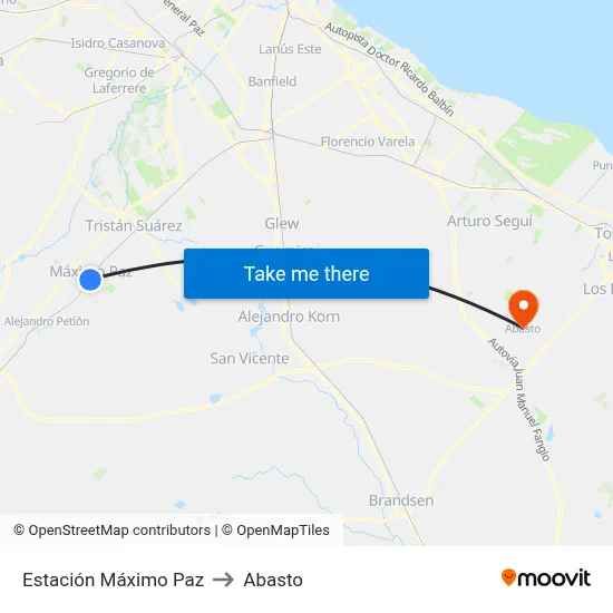 Estación Máximo Paz to Abasto map
