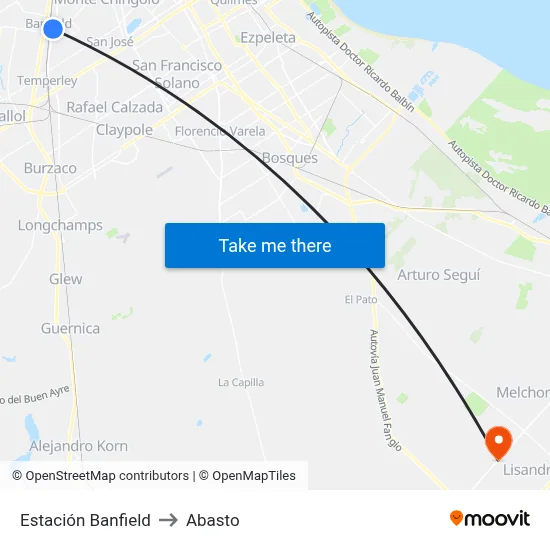 Estación Banfield to Abasto map