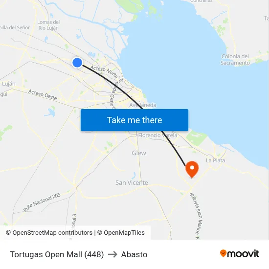 Tortugas Open Mall (448) to Abasto map