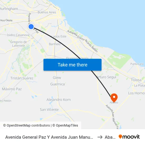 Avenida General Paz Y Avenida Juan Manuel De Rosas to Abasto map