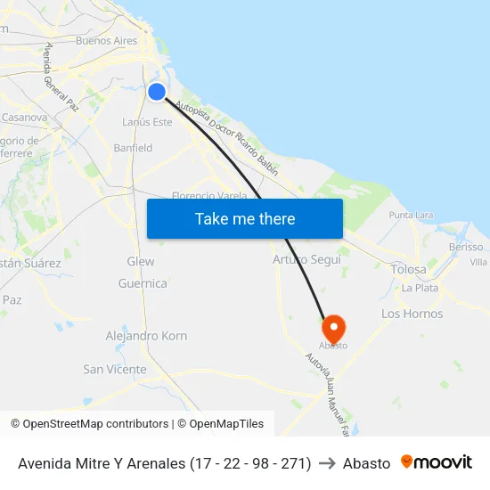 Avenida Mitre Y Arenales (17 - 22 - 98 - 271) to Abasto map
