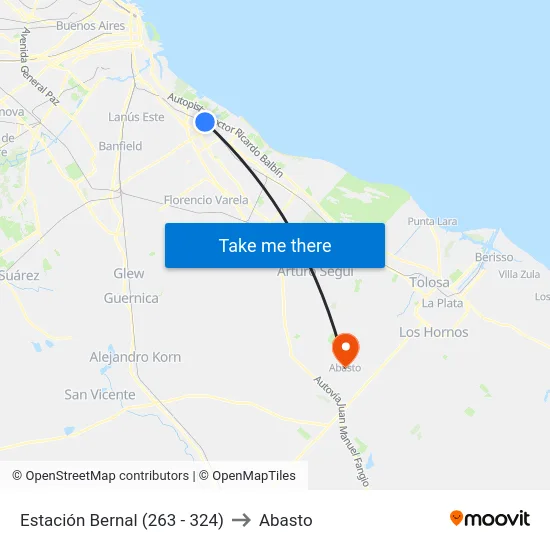 Estación Bernal (263 - 324) to Abasto map