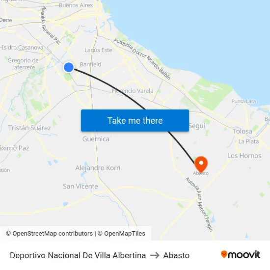 Deportivo Nacional De Villa Albertina to Abasto map