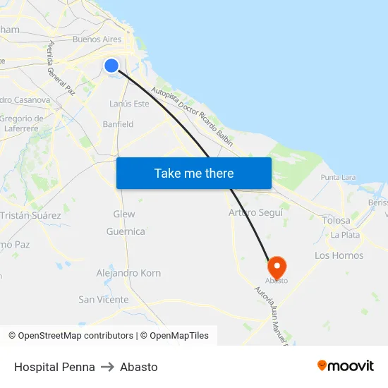Hospital Penna to Abasto map