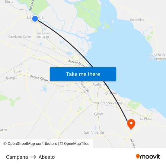 Campana to Abasto map