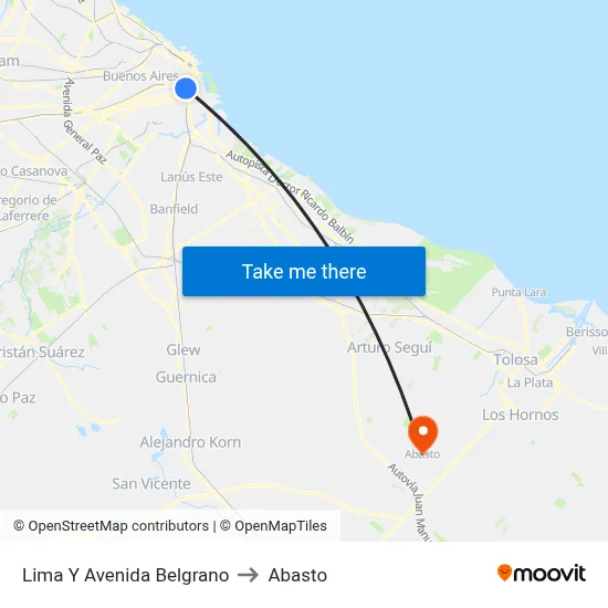 Lima Y Avenida Belgrano to Abasto map