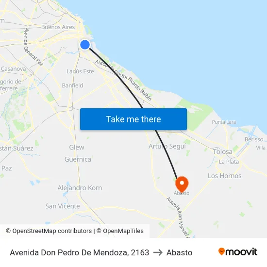 Avenida Don Pedro De Mendoza, 2163 to Abasto map