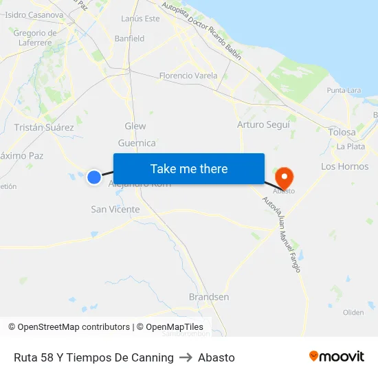 Ruta 58 Y Tiempos De Canning to Abasto map