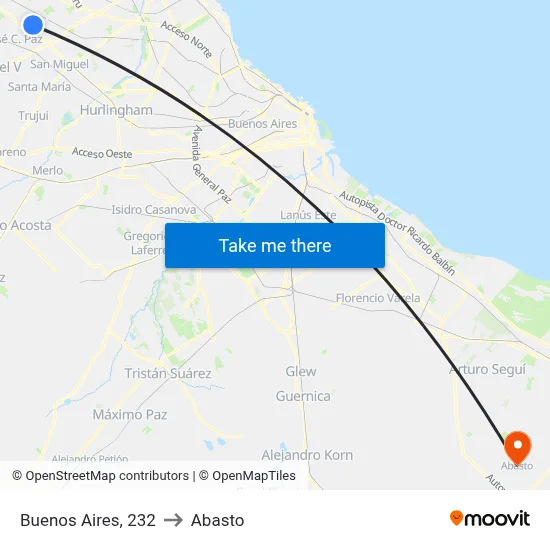 Buenos Aires, 232 to Abasto map