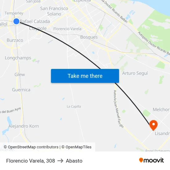 Florencio Varela, 308 to Abasto map
