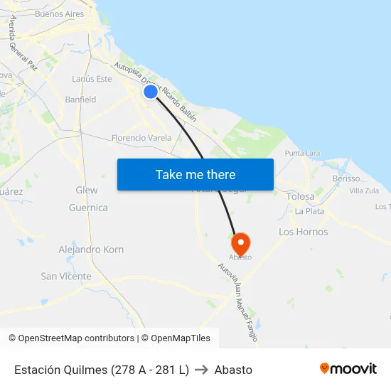 Estación Quilmes (278 A - 281 L) to Abasto map
