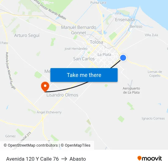 Avenida 120 Y Calle 76 to Abasto map