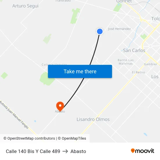 Calle 140 Bis Y Calle 489 to Abasto map