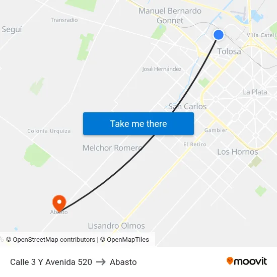 Calle 3 Y Avenida 520 to Abasto map