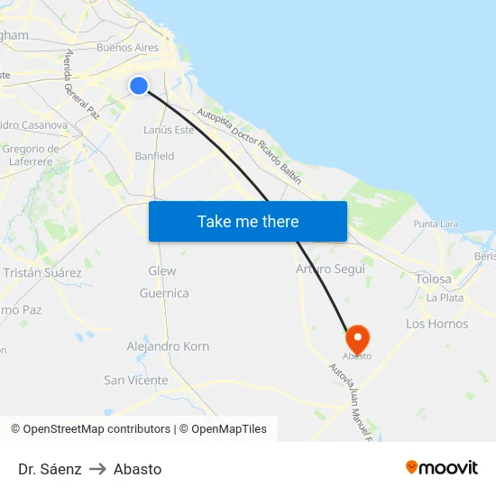 Dr. Sáenz to Abasto map