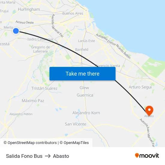 Salida Fono Bus to Abasto map