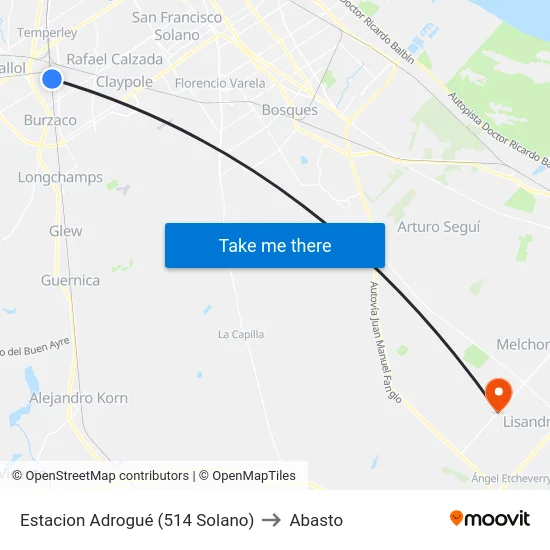 Estacion Adrogué (514 Solano) to Abasto map
