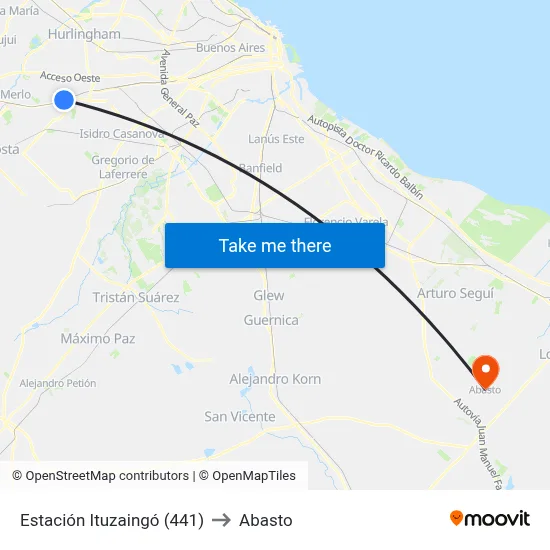 Estación Ituzaingó (441) to Abasto map