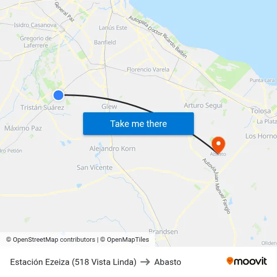 Estación Ezeiza (518 Vista Linda) to Abasto map