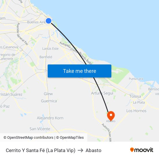 Cerrito Y Santa Fé (La Plata Vip) to Abasto map