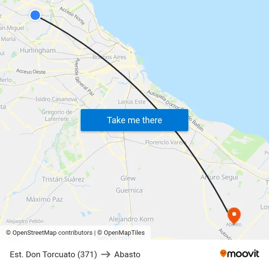 Estación Don Torcuato (244 - 371) to Abasto map