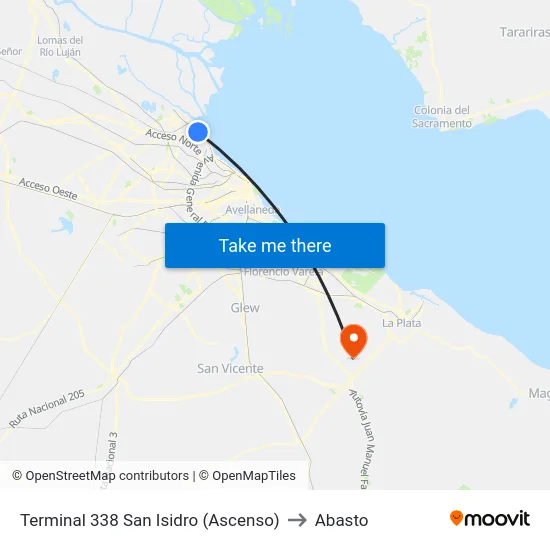 Terminal 338 San Isidro (Ascenso) to Abasto map