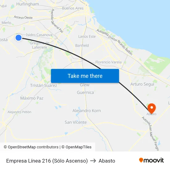 Empresa Línea 216 (Sólo Ascenso) to Abasto map