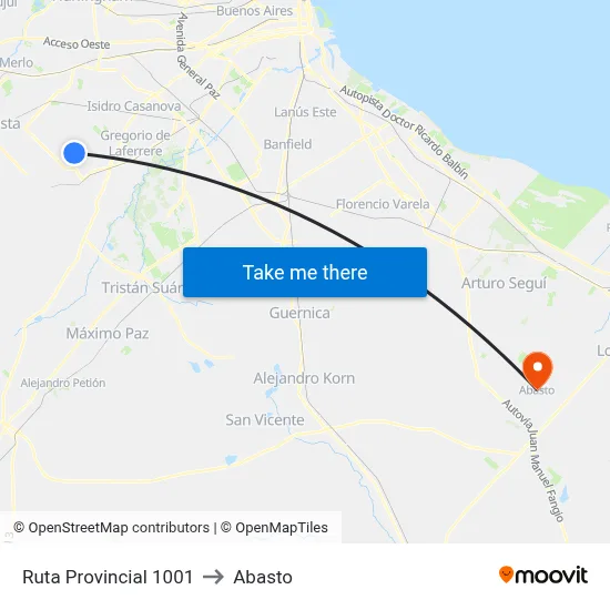 Ruta Provincial 1001 to Abasto map