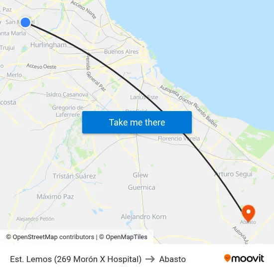 Est. Lemos (269 Morón X Hospital) to Abasto map